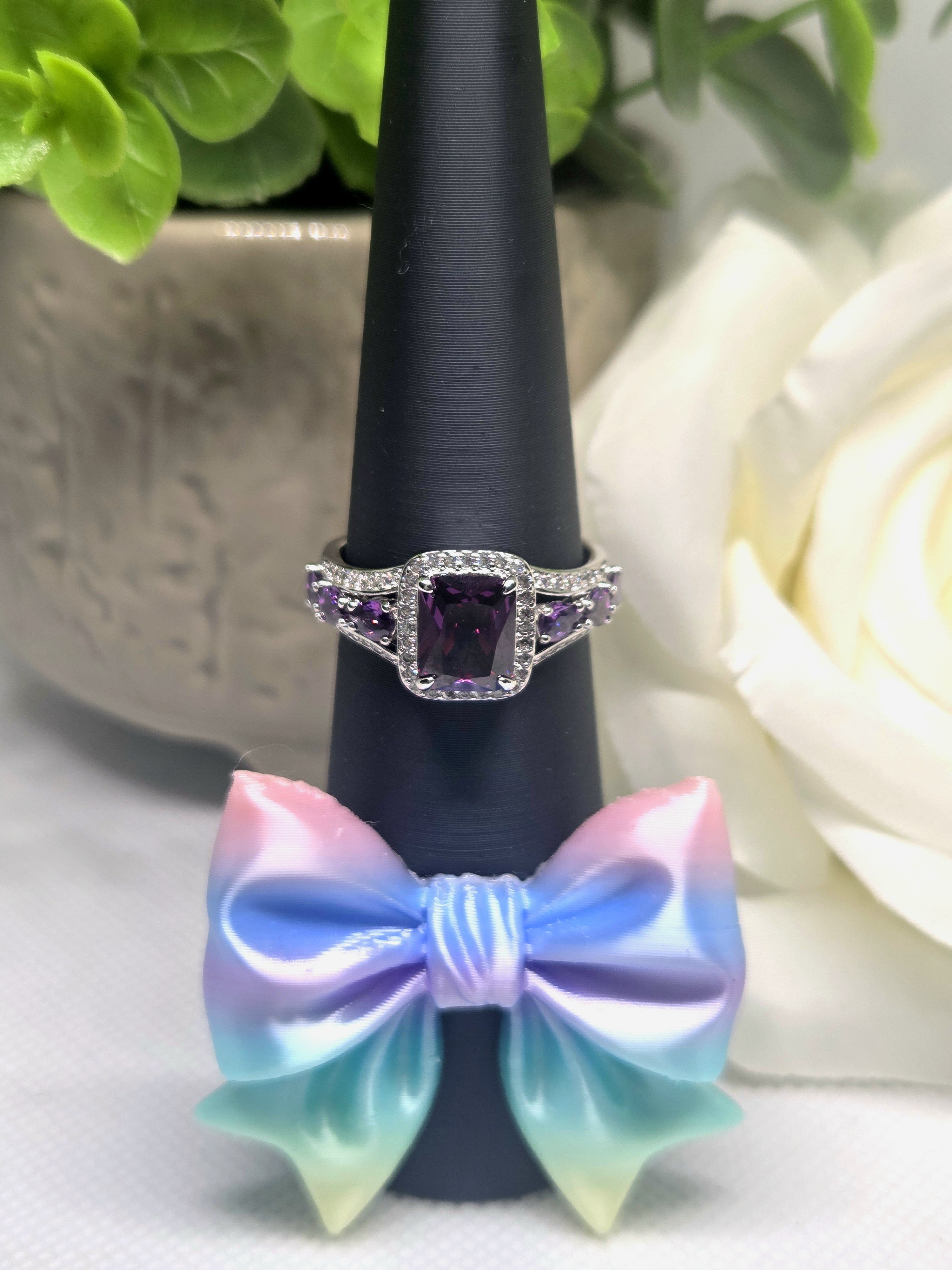Bp Dark Amethyst Halo Ring On Rhodium Plating